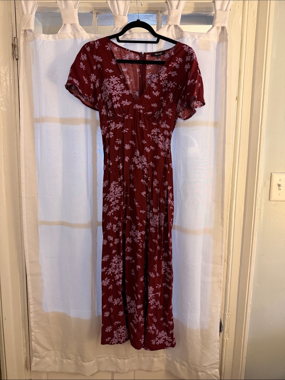 Madewell Burgundy Floral V-Neck Maxi Dress - Picture 2 of 4
